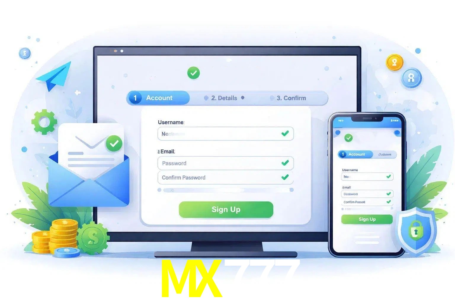Registro de nuevo usuario y configuración de cuenta MX777